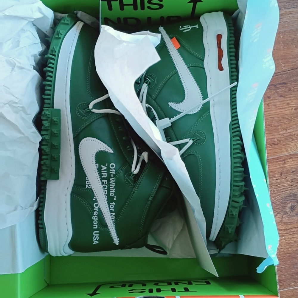 Off-White Green Nike Air Force 1 Sneakers